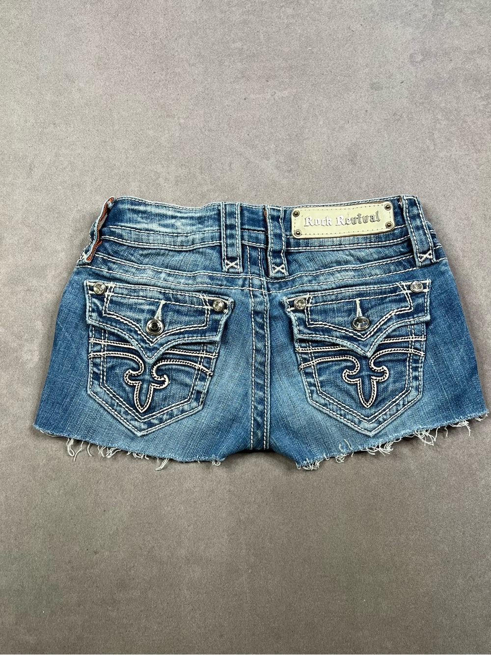 Rock Revival Distressed Blue Denim Cutoff Shorts